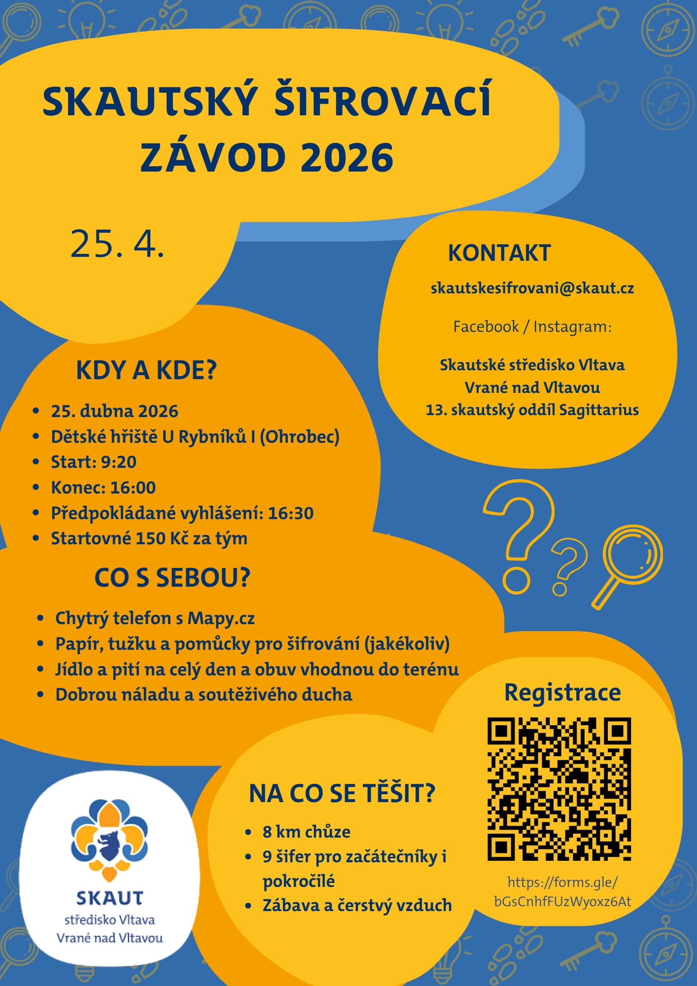 Šifrovací závod 2026 skauti Vrané
